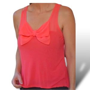 Ambiance apparel top blouse women’s size medium salmon with bow in front *